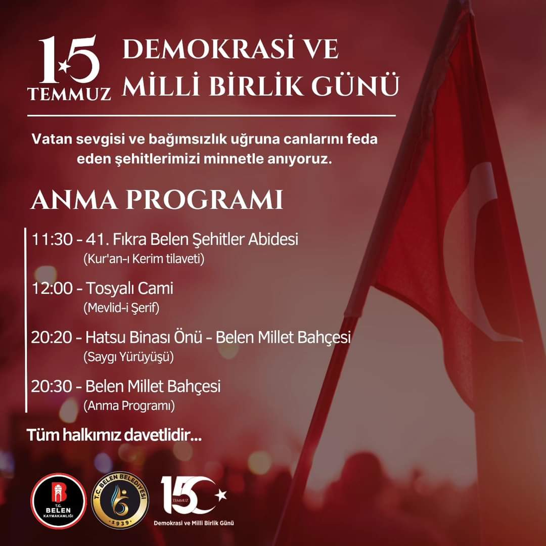 15 Temmuz Demokrasi Ve Milli Birlik Günü Etkinliğine Davet